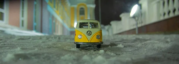 California Dreaming - Toy Hippie Bus in the Snow