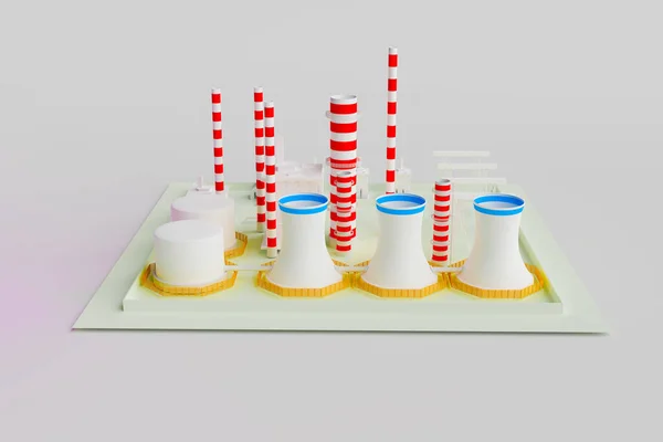 3D原子力発電所の工場 3Dイラストレンダリング — ストック写真