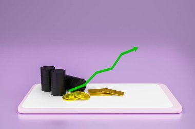 3d petrol hedefi ve Forex borsa yatırımları, 3d illüstrasyon sunumu