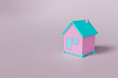 Beyaz arkaplan üzerindeki en küçük ev, tam renk 3d, 3d resimleme
