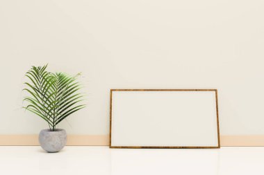 Görüntü çerçevesi minimal stil odasında, net bir oda, 3D çizim
