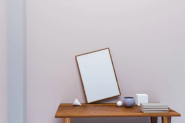 Picture Frame Minimal Style Room Clearly Room Illustration Rendering — Stock Photo, Image