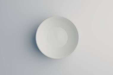 Beyaz arka planda beyaz kase, 3 boyutlu resimleme