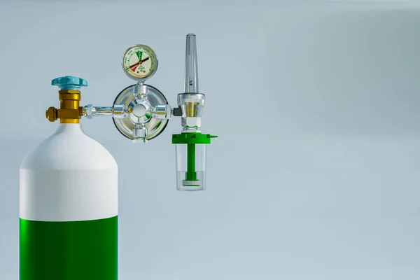 闭合氧气罐 用于急救肺治疗 3D图解绘制 — 图库照片