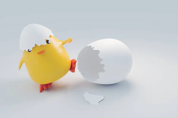 Vicces Kis Csirke Újszülött Vicces Állat Illusztrációk Rendering — Stock Fotó