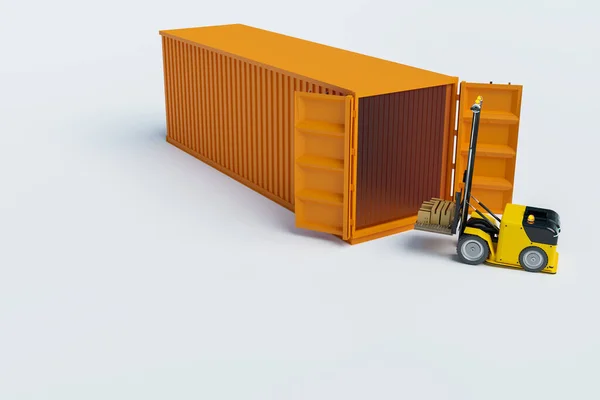 Automatische Folk Lift Machine Tillen Product Naar Container Illustratie Rendering — Stockfoto