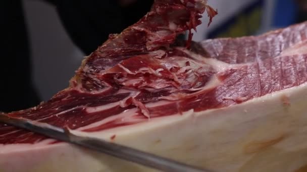 Cutting ham — Stock Video