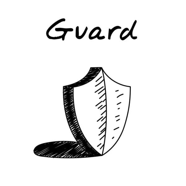 Schild Handgezeichnetes Symbol Nette Vektor Clip Art Eines Schutzschildes Skizze — Stockvektor