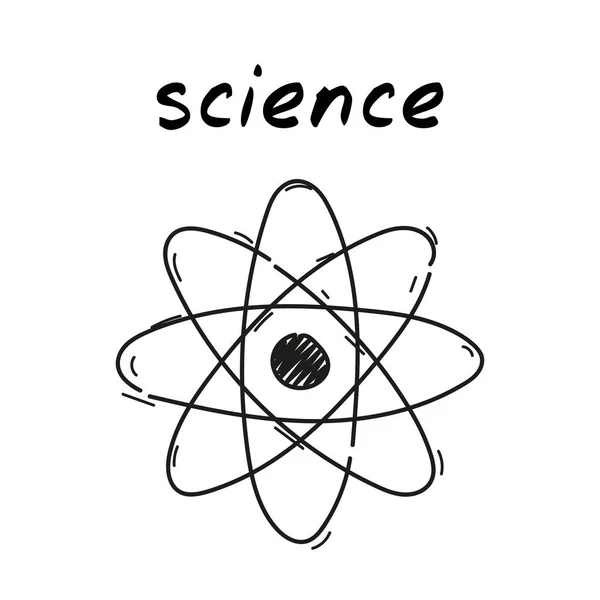 Atomszerkezet Kézzel Rajzolt Ikon Rajzfilm Művészet Egy Atom Vagy Molekula — Stock Vector