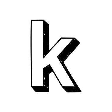 K harfi elle çizilmiş sembol. Küçük bir İngiliz harfi k 'nin vektör illüstrasyonu. elle çizilmiş siyah ve beyaz Roma alfabesi K harfi tipografik sembolü. Logo olarak kullanılabilir.