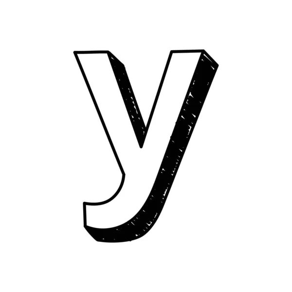 Y文字手書きの記号 小さな英語の文字のベクトル図Y手描きの黒と白のローマのアルファベットの文字のタイポグラフィのシンボル ロゴとして使用できます — ストックベクタ