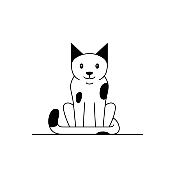 猫的图标。卡通矢量剪贴画与可爱的猫动物。黑白相间的快乐猫面带微笑的概念图解.可作为标志使用 — 图库矢量图片