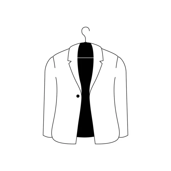 Ícone do casaco dos homens. Esboço vetor ícone de uma jaqueta de homens elegante. Ilustração linear em preto e branco de uma peça de roupa elegante, blazer, casaco, terno —  Vetores de Stock