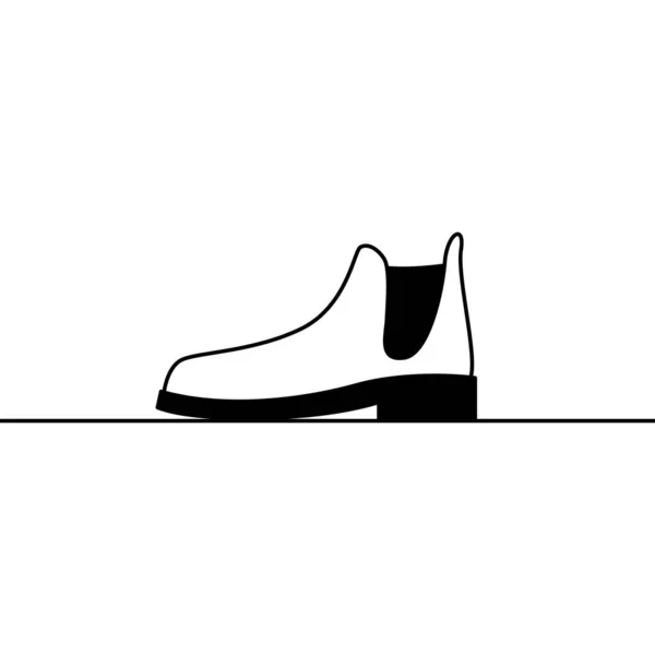 Icono del zapato. Esquema icono vectorial de zapato con estilo, bota clásica de Chelsea. Ilustración lineal en blanco y negro de calzado de cuero elegante — Archivo Imágenes Vectoriales