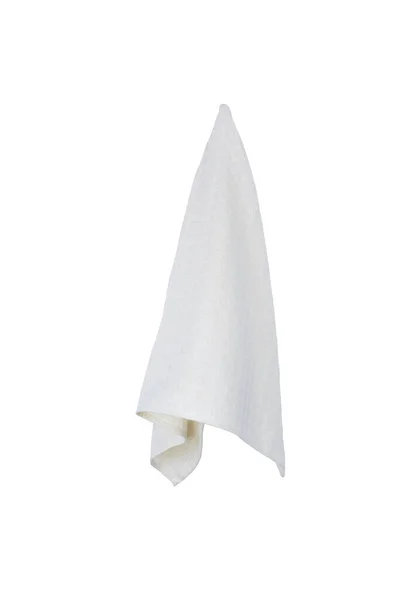 Biały Wiszący Ręcznik Kuchenny Izolowany Białym Tle Gotowanie Sprzątanie Makieta Obrazek Stockowy