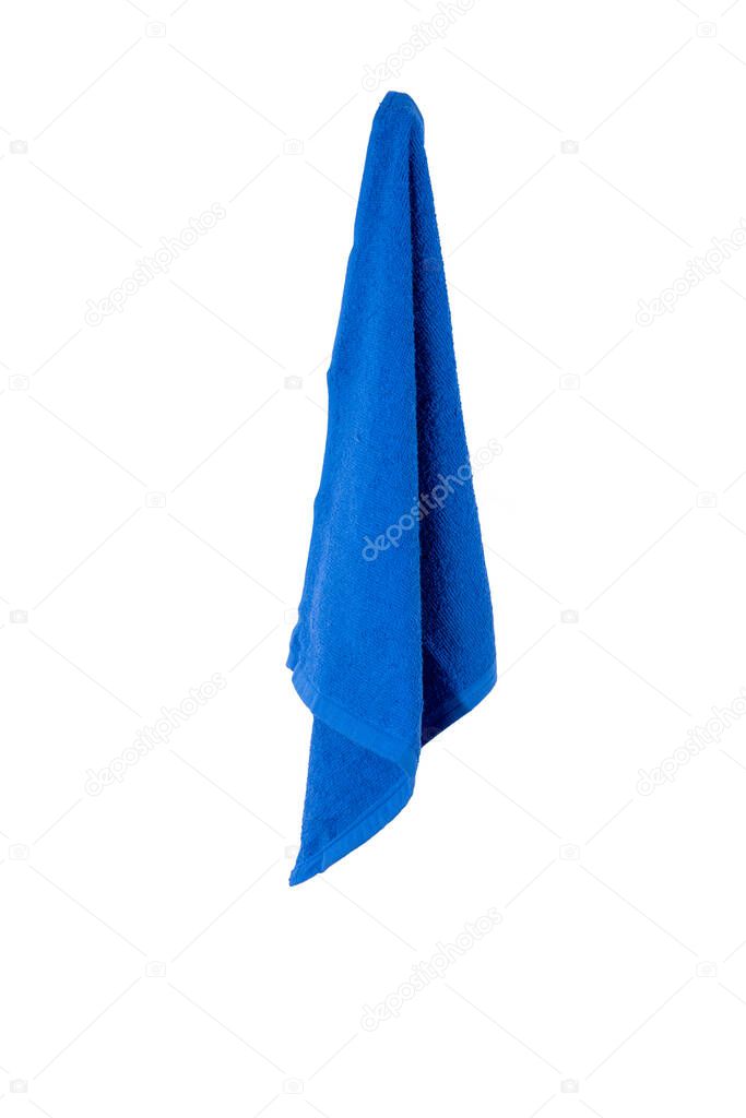 Blue  kitchen towel  isolated on white background. Cooking and cleaning mock up for design