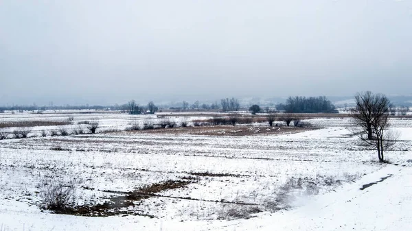 Panorama Invernale Della Valle Del Fiume Jadar Nella Serbia Occidentale — Foto Stock