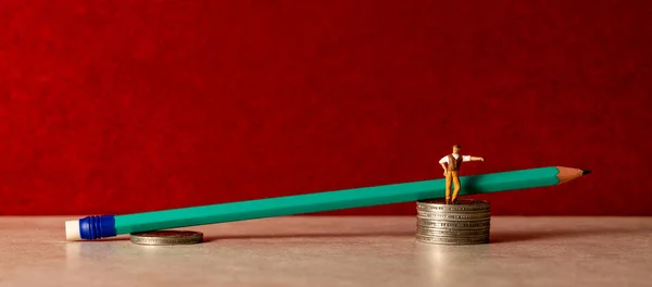 Abstract Image Showing Upward Trend Business Finances Miniature Man Showing — Stockfoto