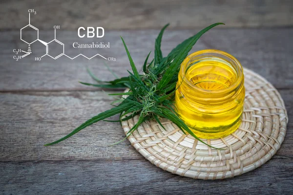 Elementos Cbd Cannabis Botellas Vidrio Que Contienen Aceite Cáñamo Medicamentos — Foto de Stock