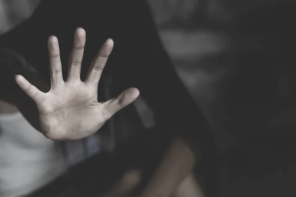 Woman Using Hand Palm Stop Stop Violence Women Campaign Concept — Stock Photo, Image