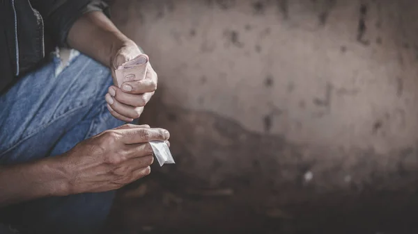 Viciado Drogas Comprar Narcóticos Pagar Dia Internacional Contra Abuso Drogas — Fotografia de Stock