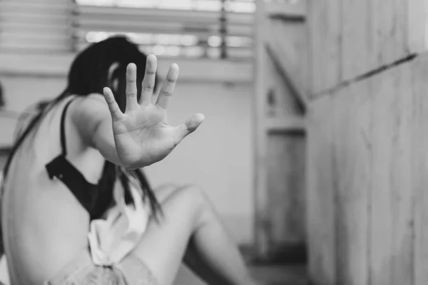 Nők Arra Használják Kezüket Hogy Megvédjék Magukat Szexuális Visszaélésektől Tartóztassák — Stock Fotó