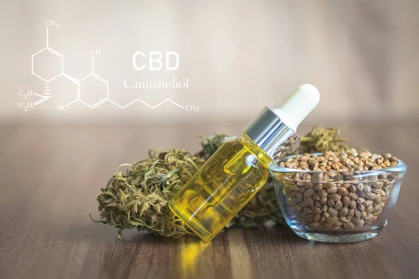 Elementos Del Cbd Cannabis Extractos Aceite Cáñamo Frascos Marihuana Medicinal — Foto de Stock