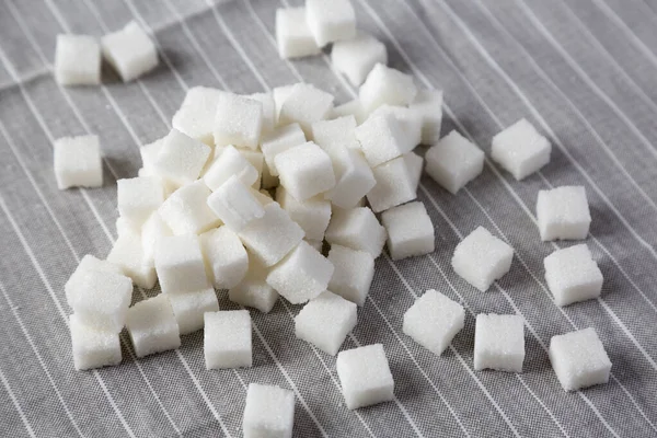 Organic White Sugar Cubes Cloth Low Angle View Close — Stock Photo, Image