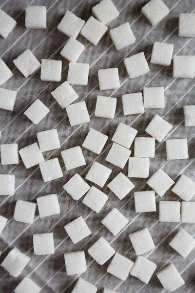 Organic White Sugar Cubes Ύφασμα Πάνω Όψη Επίπεδη Διάταξη Από — Φωτογραφία Αρχείου