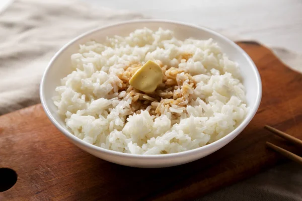 Homemade Japanese Butter Sauce Rice Side View Close — Stock Photo, Image