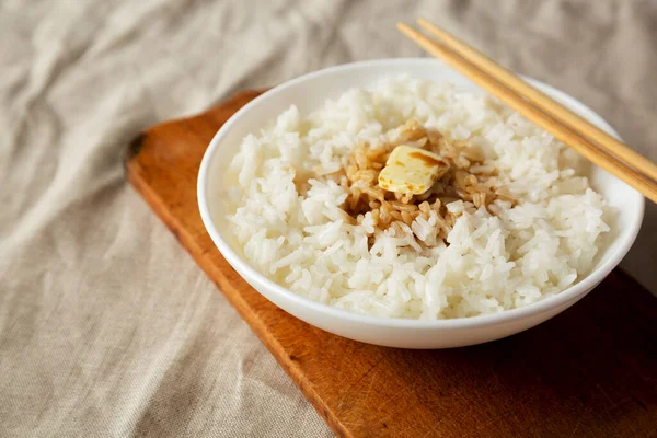 Homemade Japanese Butter Sauce Rice Side View Copy Space — Stock Photo, Image