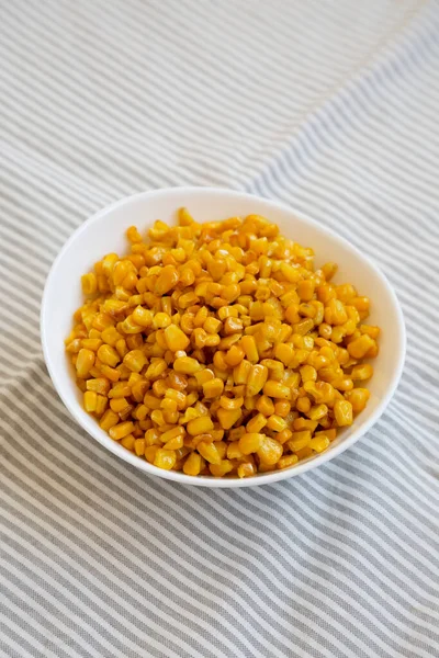 Yellow Roasted Sweetcorn White Bowl Side View — Stok Foto