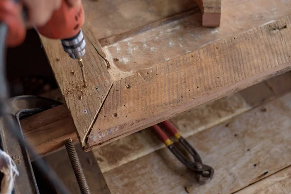 Carpenter Woodwork Furniture Making Carpentry Workshop — Stock Photo, Image