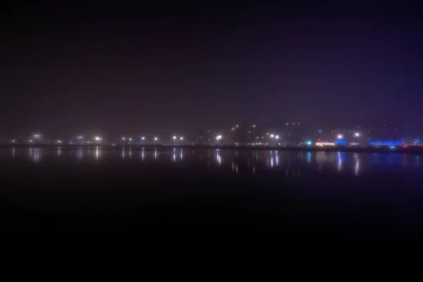 Foggy Night Sheepshead Bay Brooklyn Usa — Stock Photo, Image