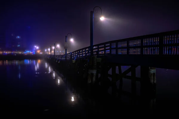 Foggy Night Sheepshead Bay Brooklyn Verenigde Staten — Stockfoto