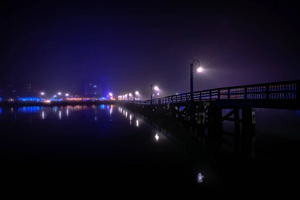 Noite Nebulosa Sheepshead Bay Brooklyn Eua — Fotografia de Stock