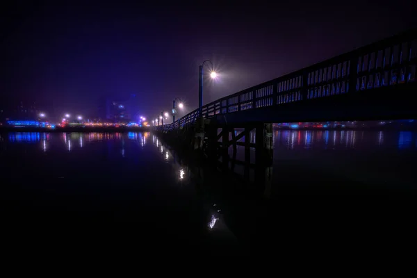 Noite Nebulosa Sheepshead Bay Brooklyn Eua — Fotografia de Stock