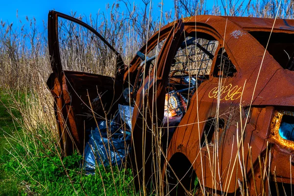 Abandoned Rusty Car Beach Gerritsen Beach Brooklyn Usa — Stock Photo, Image