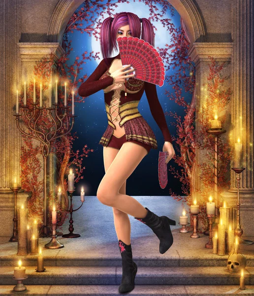 Asyalı güzel genç kız hayranları ile poz veriyor.