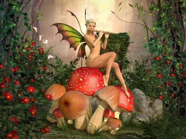 Flüt ile Elf güzel kadın