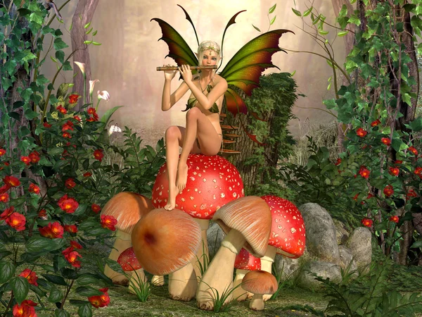 Flüt ile Elf güzel kadın