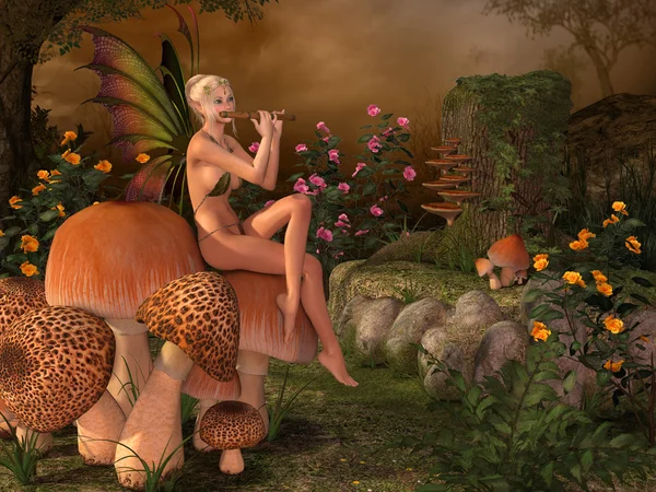 Flüt ile Elf güzel kadın