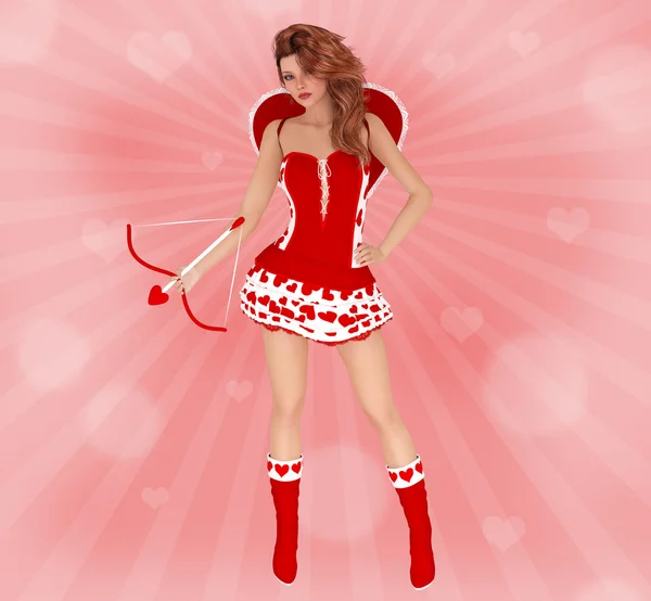 Sevgililer kız kalp tasarım ok ve yay ile