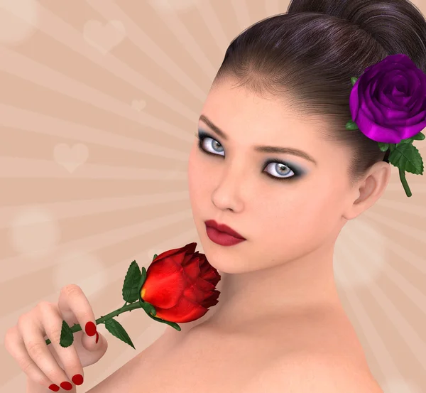 Bella ragazza con rosa — Foto Stock