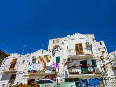 Pisticci and its white buildings from Rione Dirupo, Matera, Basilicata, Italy, Europe.