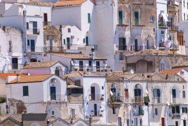 Panoramic View od Pisticci and its white buildings from Rione Dirupo, Matera, Basilicata, Italy, Europe.