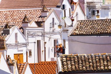 Panoramic View od Pisticci and its white buildings from Rione Dirupo, Matera, Basilicata, Italy, Europe.