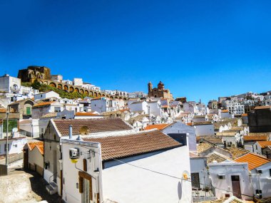 Panoramic View od Pisticci and its white buildings from Rione Dirupo, Matera, Basilicata, Italy, Europe.