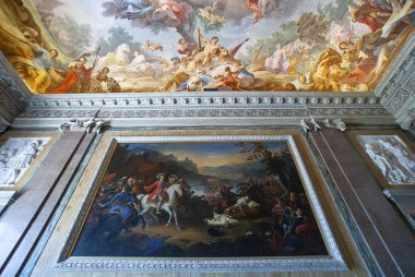 Frescoed tavanları, Caserta Kraliyet Sarayı, Reggia di Caserta dünyanın en büyük kraliyet konutlarından biri, UNESCO Dünya Mirasları Alanı, Caserta, Campania, İtalya