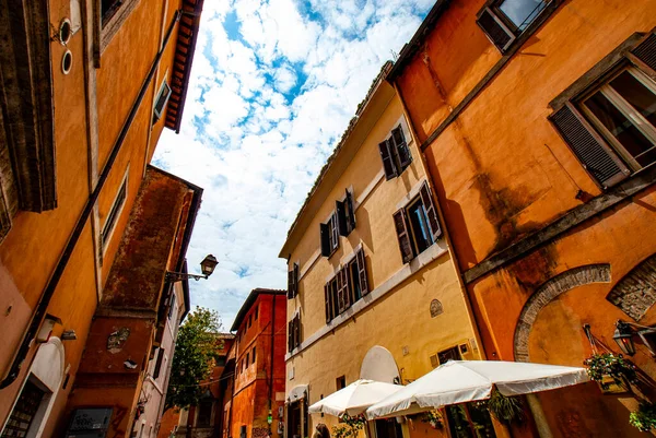 Уютные Старые Улицы Трастевере Мае 2021 Года Рим Италия Район — стоковое фото